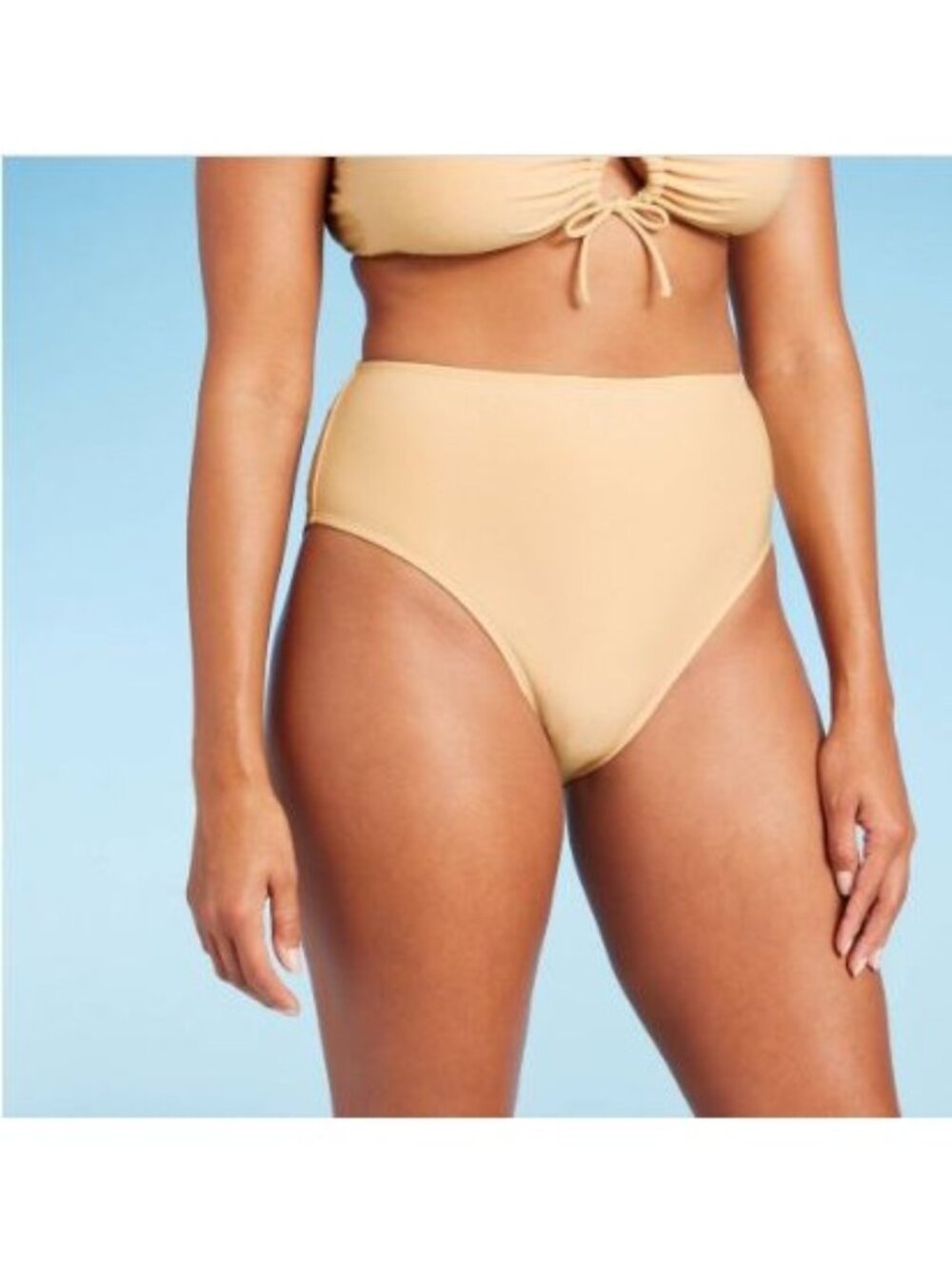 Shade & Shore Womens Cinched Tie Back High Waist Medium Bikini Bottom Size XL